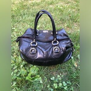 Coach black patent leather Madison Sabrina satchel with silver hardware